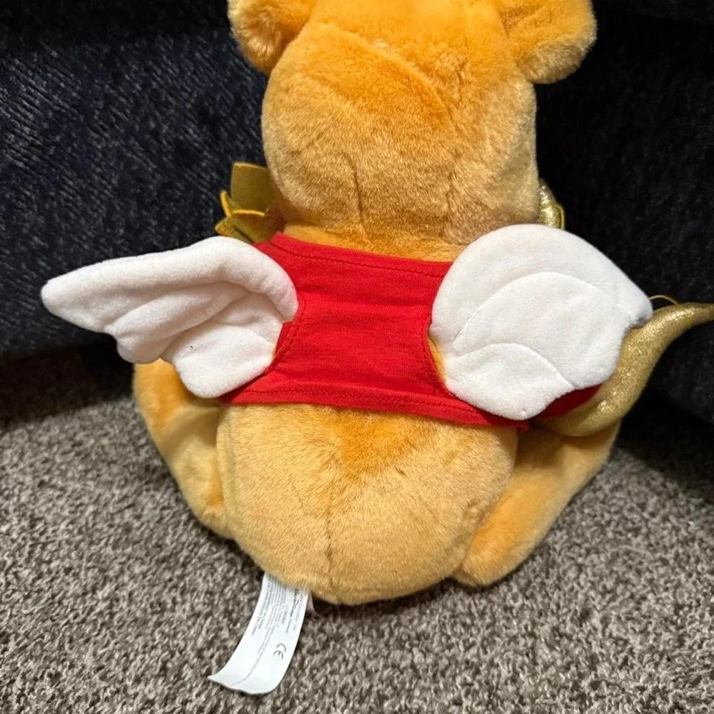 Disney Store Winnie the Pooh Cupid Valentine Plush Gold Bow Arrow Angel Wings